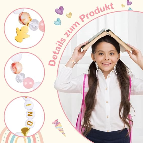 Koululahja tytöille: vaaleanpunainen rannekoru