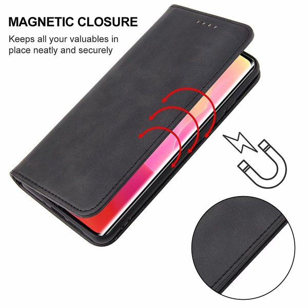 For Xiaomi Mi Note 10 Lite Skinnveske med magnetisk lukking