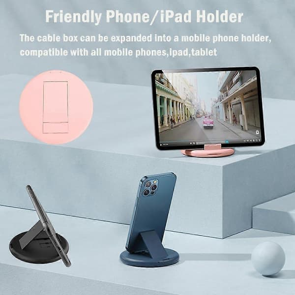 Multi USB-laddningsadapterkabelkit, reseladdaradapterkit, typ C till Micro, USB-C till IOS-adapter, dataöverföring, kortförvaring, telefonhållare Pink