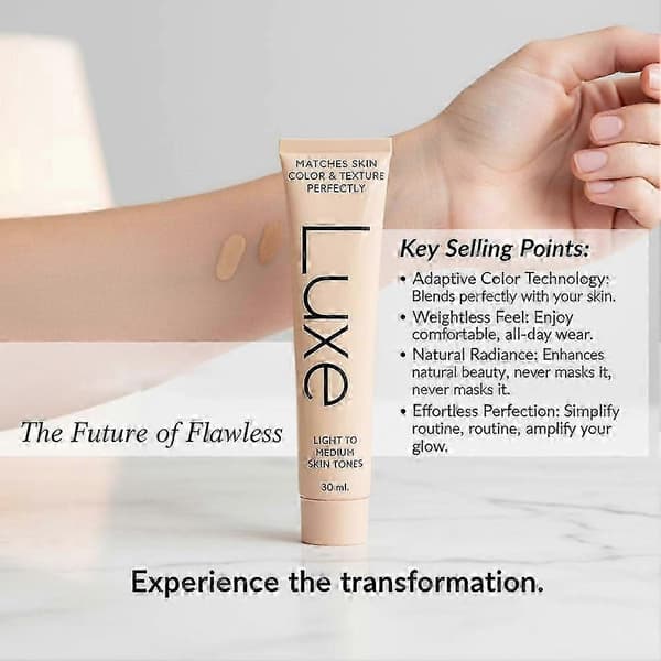 Luxe farveskiftende foundation matcher hudfarve og tekstur perfekt 30ml Medium