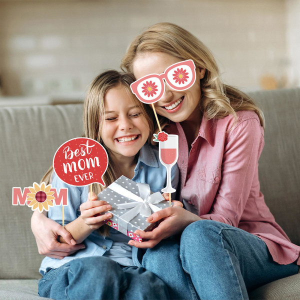 30 st Mors dag fotobås rekvisita Mamma Selfie dekoration för mamma Present från dotter Son Roliga fototillbehör, mors dag