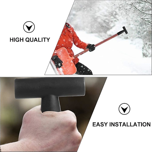 3 stk spade T-håndtak Plast erstatningshåndtak Spade Håndbeskyttelseshåndtak for hagespade Snøskuffe Graverive Black  Gray