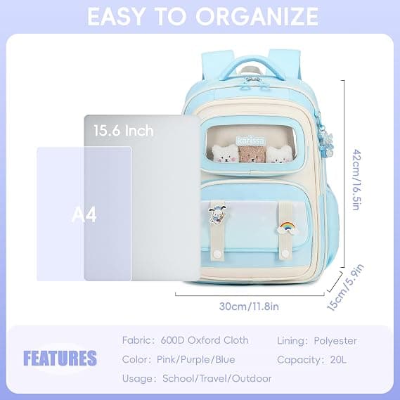 Ergonomisk ryggsekk for jenter, 20 L