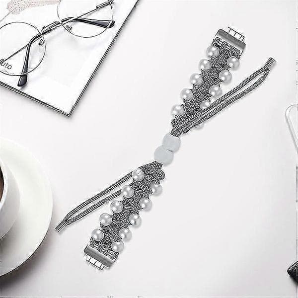 Justerbar nylonflettet erstatningsrem kompatibel med Fitbit Inspire 2 armbånd Grey