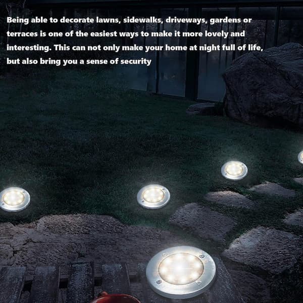Solcelle jordlys, 8 LED IP65 vandtæt 6000K solcelle jordlys (hvid) warm light 4 pack