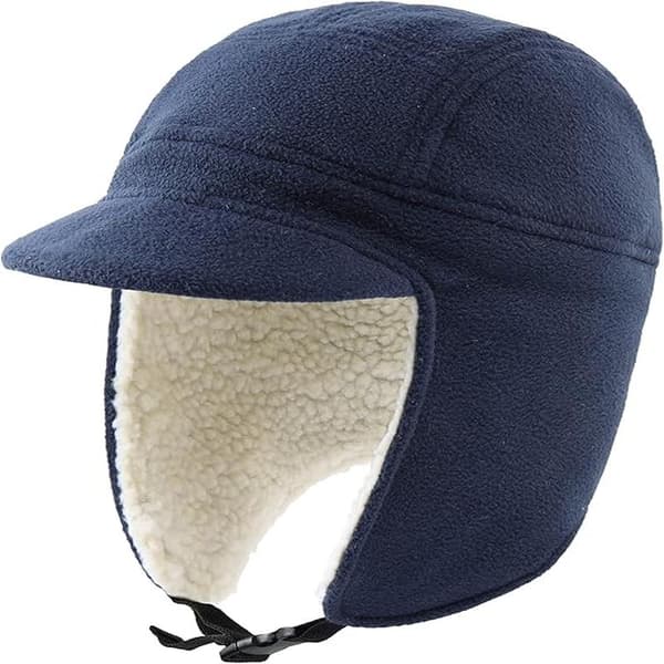 Men's Fleece Warm Winter Hats with Visor Windproof Earflap Skull