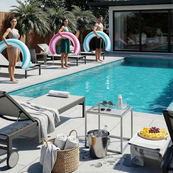 Uppblåsbara böjda poolnudlar, 2-pack uppblåsbara böjda poolnudlar för vuxna, uppblåsbara poolflottar