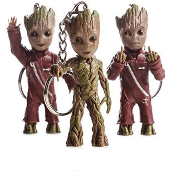 Baby Groot Figurer Nøkkelring Anheng Modell Barn Leker Tremann Nøkkelring Bil Hengedekor Nøkkelring Hjemme Ornament