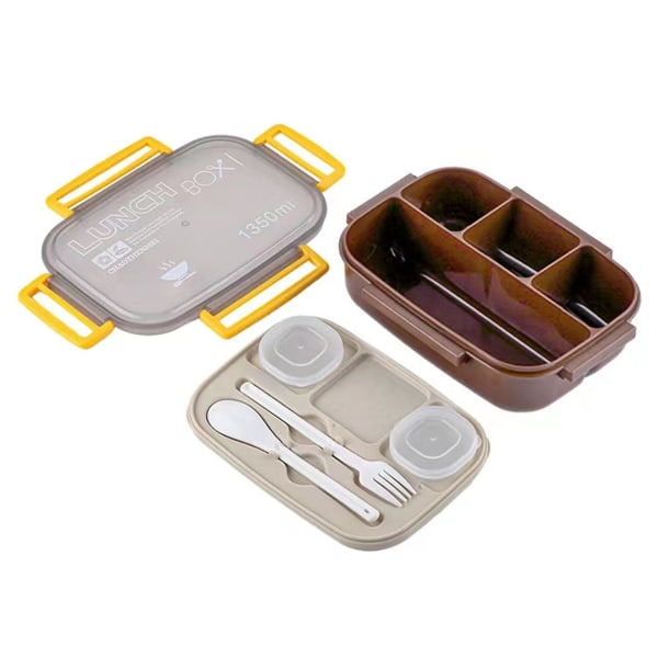 Alt-i-1 moderne lunsjboks med 2 stablebare beholdere Oppvaskmaskinsikker Bento Box-rom Matbeholder Brown 4