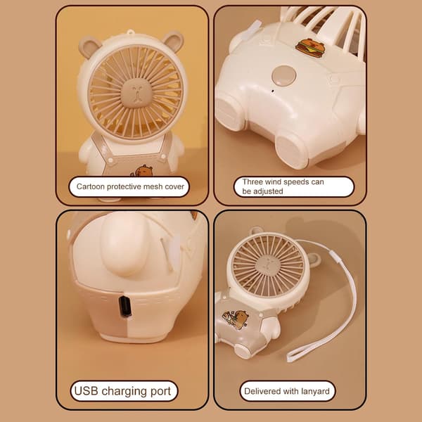 Bærbar ventilator, USB-ventilator, 7 x 4 x 11 cm, lille bærbar køleenhed med et kompakt design