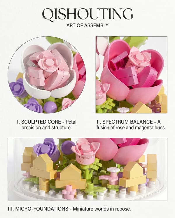 Mini byggesett med rosa roser