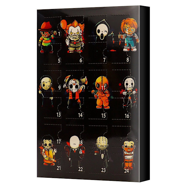 Horrorfigurer Adventskalender 24 dager nedtelling skummel dukke samlefigurer sett for barn voksne B