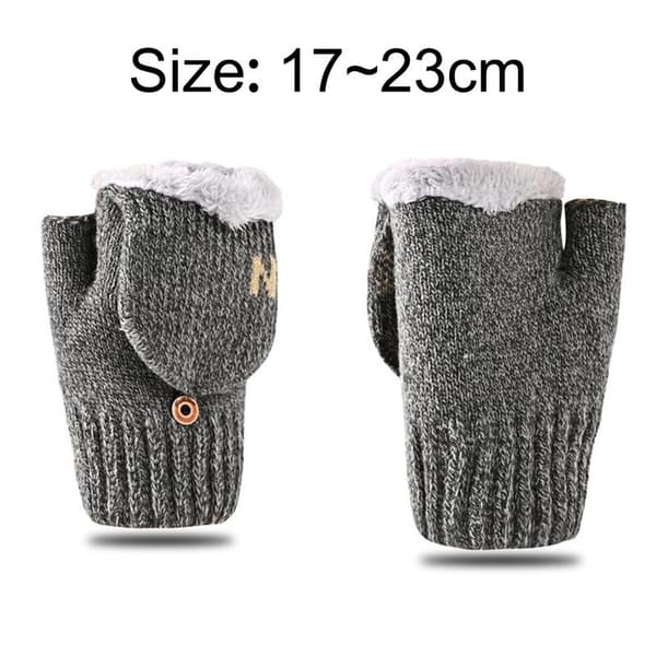 Varma Stickade Vantar Flip Konvertibla Fingerlösa Varma Polar Fleece-vantar Light grey