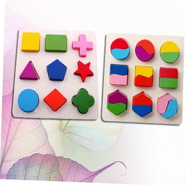 Bamboo Geometry Puzzle Boards - 2-Piece Set for Shape Recognition and Learning