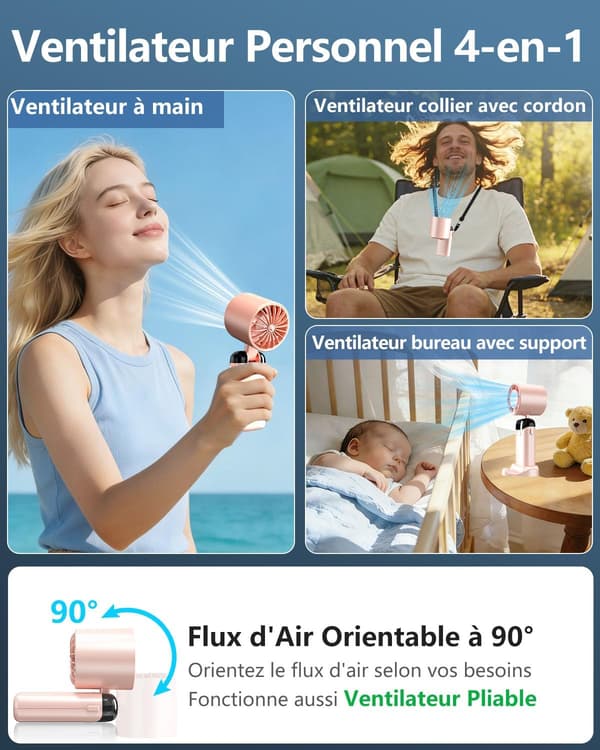 Bærbar turboventilator med 199 hastigheder | USB genopladelig