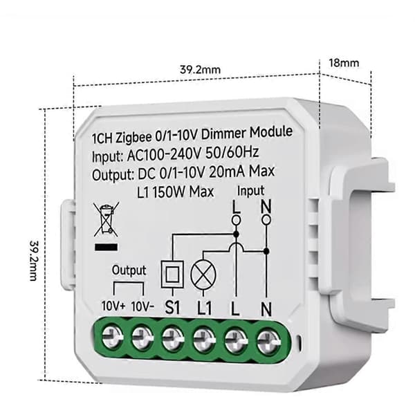 0/1-10V Tuya Smart WiFi LED Dæmper Controller Push Dæmper Smart Life APP Kontrol 100-240V A White