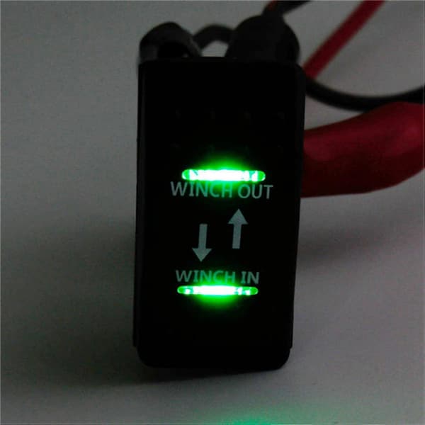 2X 12V 20A Spil ind Spil ud ON-OFF-ON Vippekontakt 7 Pin LED Grøn Green