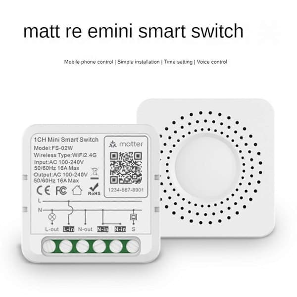 16A WiFi Mattre Smart Switch med energimätning Mini Smart Breaker