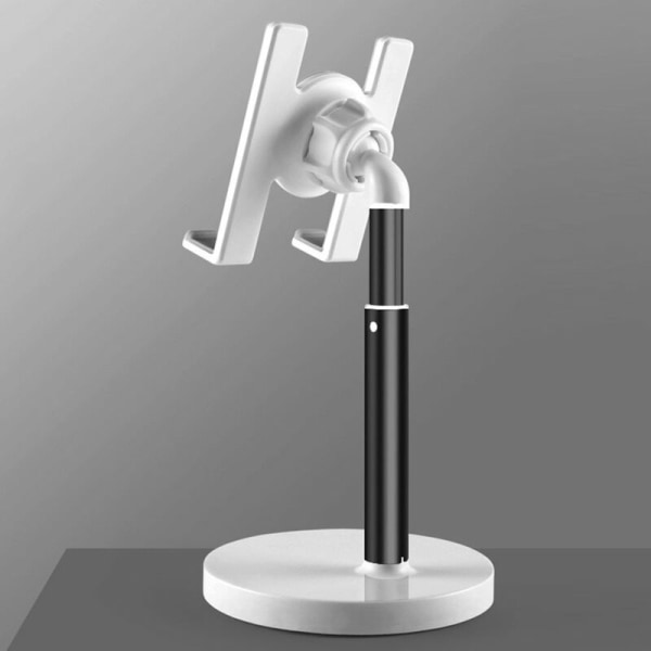 Skrivebord/seng Flip-Up-telefonholder i aluminiumslegering kompatibel med mobiltelefoner og nettbrett under 10 tommer, modell: svart flip-up