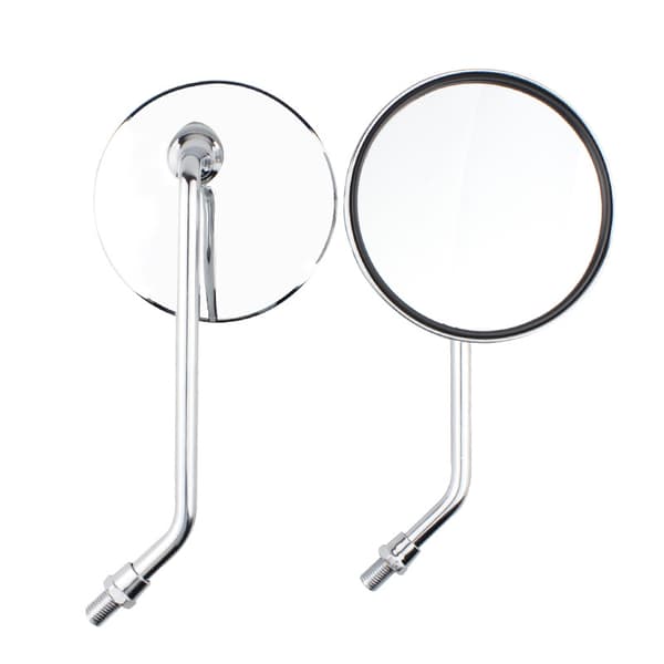 Backspeglar - 8mm Runda Krom Silver Motorcykel Backspeglar (Par)