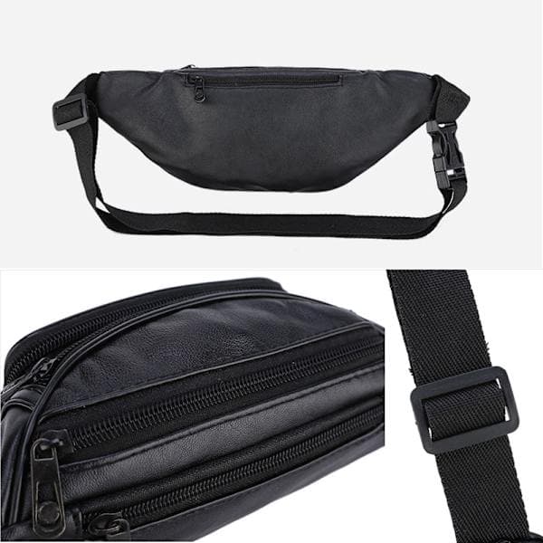Midjeväska Fanny Pack Läder Bröstväska svart