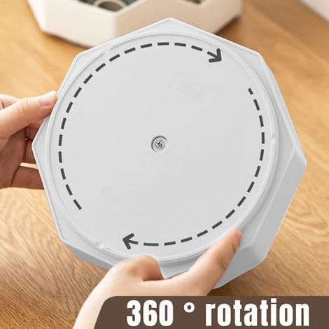 Roterende pennholder med 9 rom, forbedret stor kapasitet, 360° rotasjon (grå)