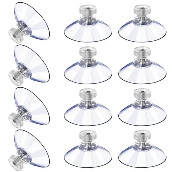 12 stora sugproppar, plast, transparenta, antikollisionsskydd, gummiskruv, mutter, metall, starka (40M5-10)