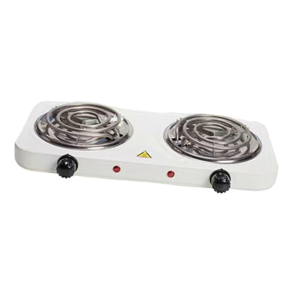 Elektrisk kogeplade med spiralbrænder, strømindikatorlamper, let at rengøre bordpladekomfurdesign Double 2000W White