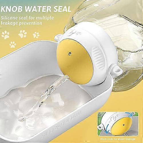 2-i-1 Bærbar Hundevandflaske, 1000 ml Hundevandflaske med 300 g Foderbeholder white