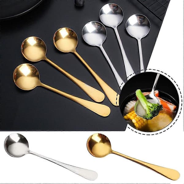 Rund skje i rustfritt stål, suppeskje, dessertskje silver one size