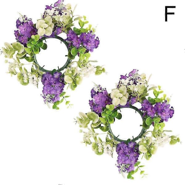 Blomsterlysring til lysestage Kunstig blomsterlyskrans 25-26 Purple 2pcs