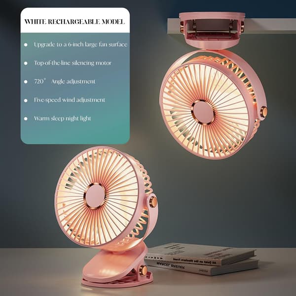 Mini kannettava USB-klipsituuletin, pinkki