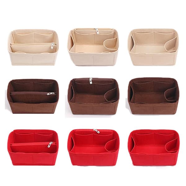 Bag Organizer Felt Fabric Insert 25 30 35 Makeup Handbag Red StyleC M