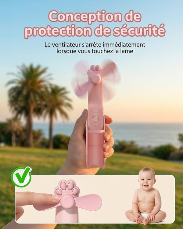 Mini bærbar sammenleggbar vifte (rosa)