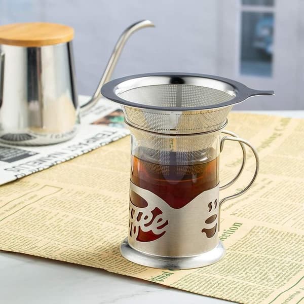 Opgraderet kaffefilter til pour over, kaffedrypper, papirløst kaffefilter i rustfrit stål, brygger til en til to kopper kaffe (3 stk)