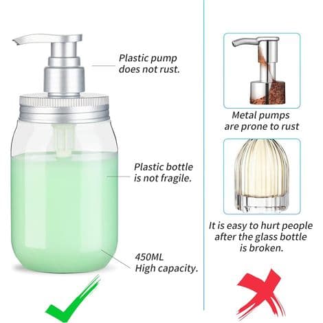 x 450 ml pumpflaskor, tvålpump/påfyllningsbara pumpflaskor, lotion- och tvålpumpar
