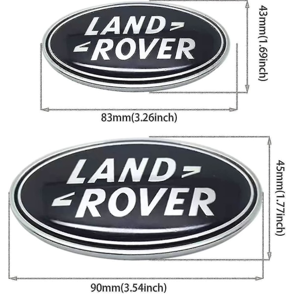 2 stk Passer til Land Rover Grille Badge Bakluke Oval Badge Sticker, Passer Land Rover Range Rover Badge Navneskilt (svart)