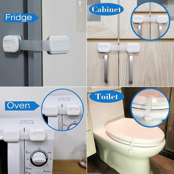 Barnsäkerhetsremmar (4-pack) Lådlås Babysäkring, Kylskåpslås