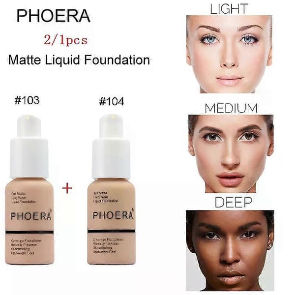 PHOERA Liquid Coverage Foundation Ansiktsbas Kräm Ljusar upp Fuktighetskräm Mineral Full Täckning Concealer Smink TSLM1 C16