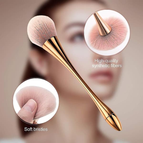 2 stk. store mineralpudderbørster, bløde, fluffy makeupbørster til foundation, blush og highlighter, professionelt makeupbørstesæt til blending, polering