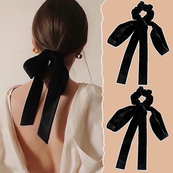 Velvet Hiusrusetit Naisten Tytöille, Musta Velvet Bow Hair Ribbon Bow Hiuspidike, Hair Barrette Ponytail Holder Hiustarvikkeet 1Pcs