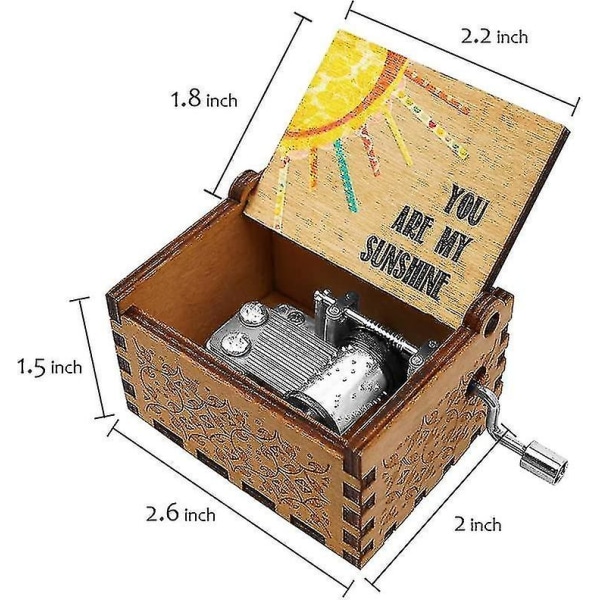 You Are My Sunshine Wood Music Box For Wife-laser Graved Hand Crank Music Box Lh-1