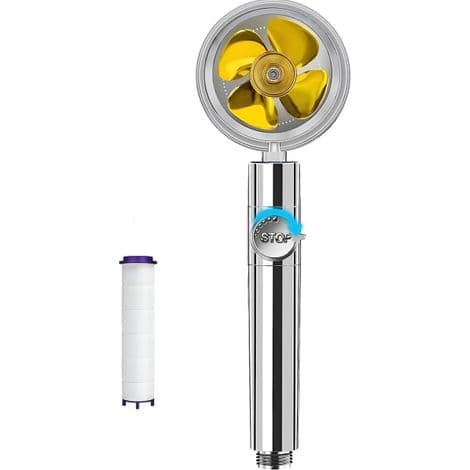 Booster duschhuvud med propeller (med filter) - Turbo Silver