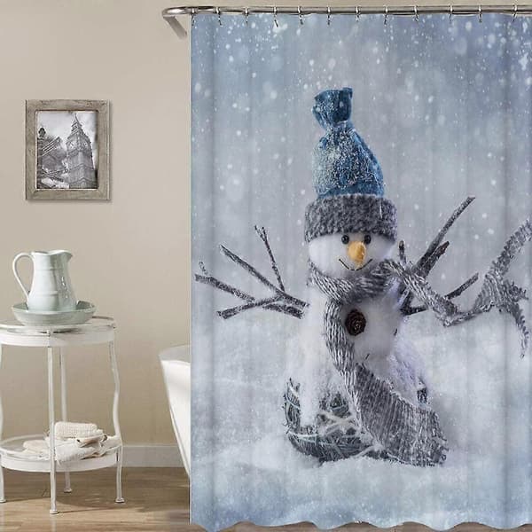 Duschdraperi med snögubbe, digitaltryck, vattentätt, duschdraperi i polyester S0056 (B180xH200)