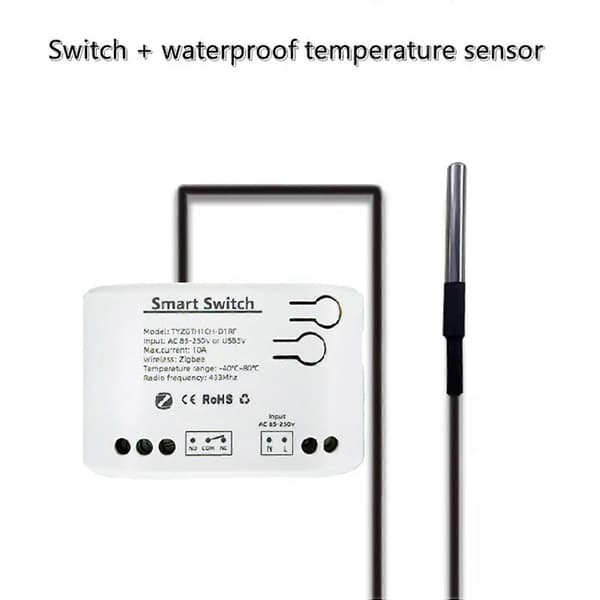 4 stk. Tuya Smart Zigbee-kontakt med temperatursensor passiv tørkontakt Zigbee-relæ fungerer med Home Assistant AC85-250V White