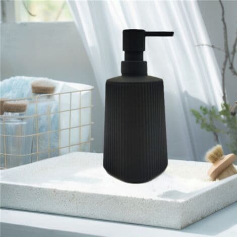 Sort sæbedispenser, 6,9x17,5x6,9 cm, dispenserflaske til køkken, badeværelse, hotel