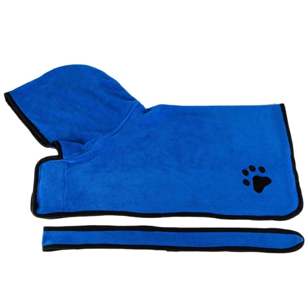 Hundebadekåbe Hundebadehåndklæde med hættebælte Soft Super Water Absorption, model: blå-S