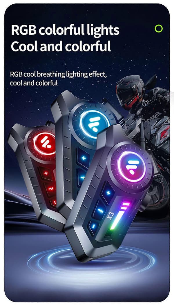 X3 Motorcykelhjälm Bluetooth 6.0 Headset, IP67 Vattentäta Motorcykelhjälmhögtalare med Röstassistent Soft Microphone