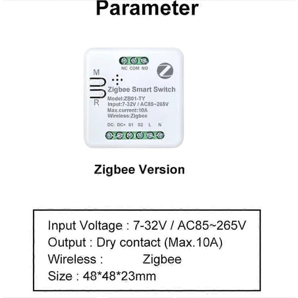 Zigbee Smart Switch Mini Momentary Selvspærrende Afbrydermodul 10A Mini DIY Afbrydermodul Styring Via Smart Life/Tuya App White