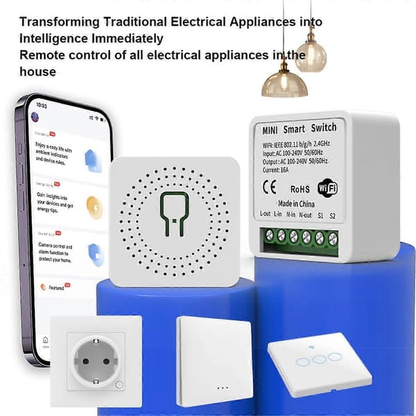 Smart WiFi Mini-kontrollbrytare för smart hem-automatisering